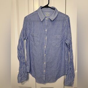 Lilly Pulitzer Blue White Striped Button Down Shirt Size M